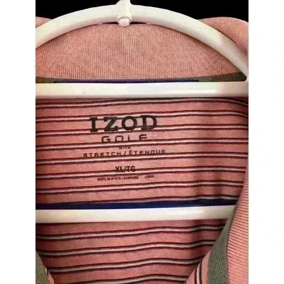 Izod Golf Shirt Mens XL Performance Polo Stretch Multicolor Striped Logo EUC - Picture 11 of 12
